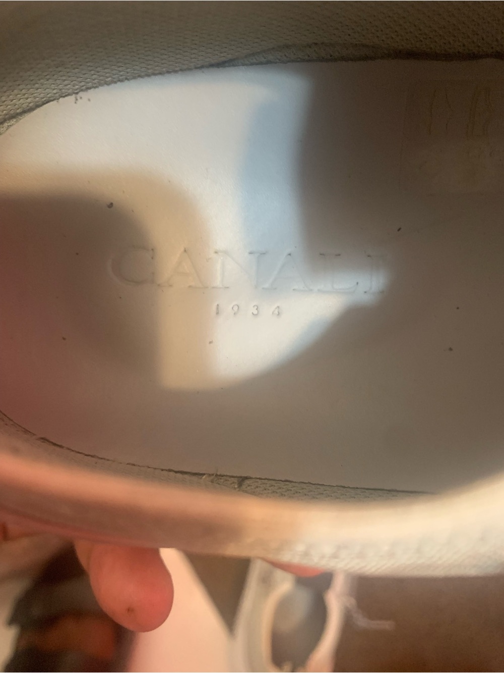 Canali White Leather Sneaker with Embossed Logo